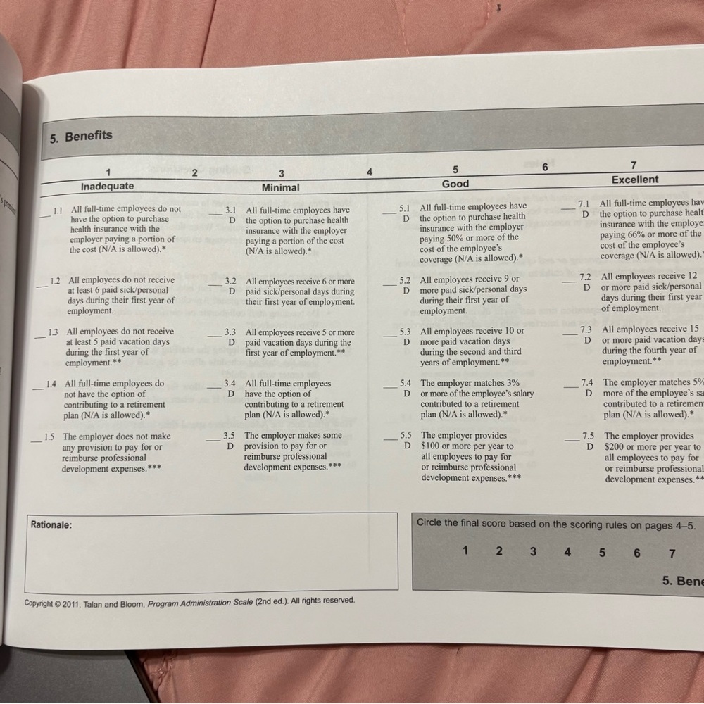 Program Administration Scale Book - Picture 3 of 4